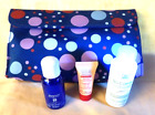 Blue Polka Dot Vinyl Makeup Travel Bag 3 Sample Yves Rocher Products