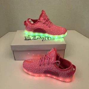 Izmir Girl’s Light Up Shoes Pink Size 1 LED Breathable Sneakers Lace Up - Picture 1 of 23