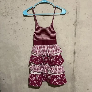 Est 1989 Place Girls Pink Stripe Dress Spaghetti Straps Layered Ruffle Hem Sz 10 - Picture 1 of 7