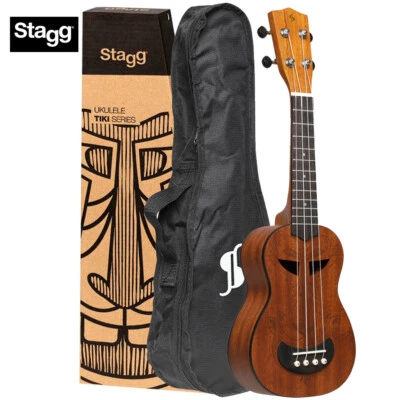 Stagg US-TIKI AH Tiki Series Soprano Sapele Top Ukulele w/ Black Padded Gig Bag - Image 1 of 3