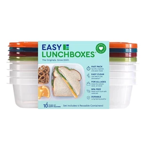 Easy Lunchboxes Bento Lunch Boxes Re-Usable 3 Compartment Meal Prep Containers 4 - Picture 1 of 4