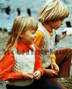 Knitting Pattern Children's Aran/Cable Slip Over/Sleeveless Sweater/Vest Top. - Picture 1 of 1