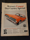 1967 vintage Orig Magazine Ad voiture Ford Mercure Cougar Dan Gurney spécial ORANGE