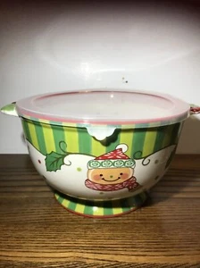 TEMPTATIONS BOWL BY TARA WINTER WHIMSY 3 QUART BOWL SNOWMAN W/Lid Discontinued - Picture 1 of 12