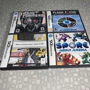 Spore Hero Bionicle Transformers Flash Focus 4 Game Lot - Nintendo DS Game - Picture 1 of 4