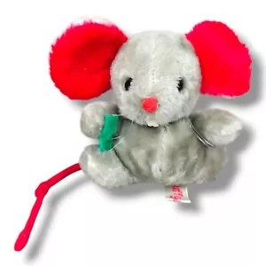 Vintage Russ Berrie Mouse Stuffy Gray Plush Toy Big Red Ears 1977 - Picture 1 of 8