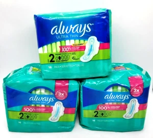 Always Ultra-Thin Pads with Flexi Wings, Long Super 16 Count (Pack of 3) Size 2 - Picture 1 of 1