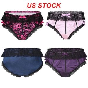 Calzoncillos de encaje con volantes para hombre moño calzoncillos satén Sissy travesti ropa interior - Imagen 1 de 42