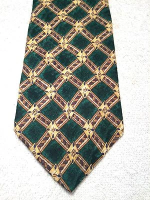GEOFFREY BEENE MENS TIE 4 X 60 GREEN WITH GOLD AND BROWNS - Image 1 of 4