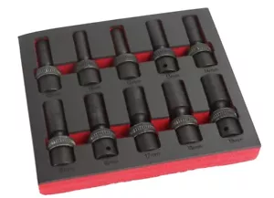 Universal 1/2" Dr 6 Point Deep Impact Socket Set Cr-Mo,10Pc Metric Size 10-19MM - Picture 1 of 5