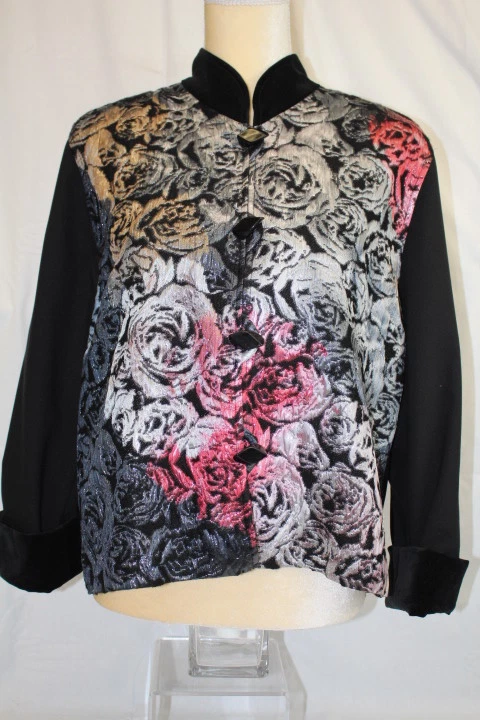 Blazer CAROLYN ROSE Multicolor "Rosas" Jacquard Abotonado Mujer Talla S (138) Foto 1 de 4