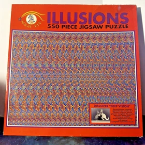 Vintage- Magic Eye Illusions Deep Vision "Kanguroo Boxing" Puzzle 550 Pezzi Nuovo - Foto 1 di 9
