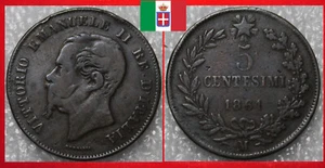 MÜNZE COIN ITALIEN ITALIA ITALY VITTORIO EMANUELE II. * 5 CENTESIMI 1861 MILANO - Picture 1 of 3