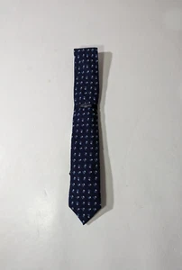 NEW- Mens Roundtree & Yorke Trademark Slim Neck Tie Silk Blend Navy MSRP:$40 - Picture 1 of 4