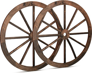 Qunclay 2 pièces 12 pouces wagon roue décoration bois western cow-boy fête décorations 