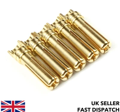 5 x 4mm Low Profile Gold Bullet Connectors Banana Plugs RC Lipo Battery - Image 1 of 4