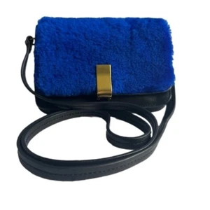 BeCa Leather Crossbody with Blue Dyed Fur by Joy Gryson - Picture 1 of 8