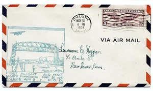 US 1931 First Flight Cover CAM 9 Duluth Minnesota to Connecticut 9S30 Cachet - Picture 1 of 1