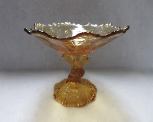 Vintage Portieux/Vallerysthal French Glass 8” Amber Tree Trunk Compote - Picture 1 of 22