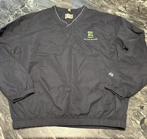 Destinations Mens Agri Gold Pullover Windbreaker Jacket Black L Lined Logo Farm - Picture 1 of 11