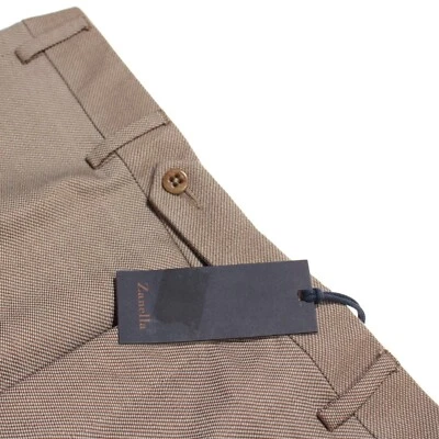 Zanella NWT Dress Pants Size 32 US Devon In Solid Beige Melange 100% Wool - Image 1 of 4