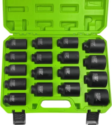 SUNHZMCKP 1/2" Drive Deep Impact Socket Set 17-Piece, Spindle 6 Point Axle Nut S - Image 1 of 4