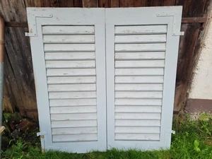 1 Paar Fensterladen - Holz - gebraucht - Höhe 134 cm, Breite 61,5 cm - Bild 1 von 19