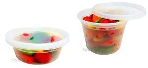 8 16 oz. Contenedores congelador de sopa de plástico transparente con tapas 24 juegos/EA - 100 % sin BPA - Imagen 1 de 12