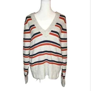 Madewell Westgate V Neck Striped Sweater In Coziest Yarn Size Medium - Picture 1 of 6