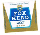 Unused 1960s WISCONSIN La Crosse FOX HEAD 400 BEER 12oz Label