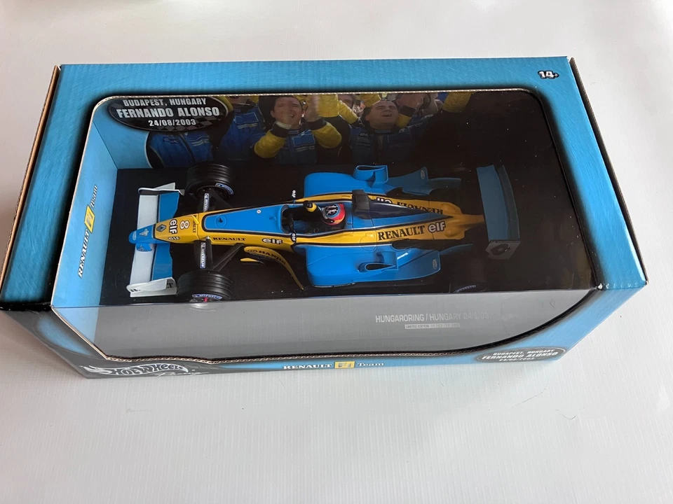F1 Renault R23 Fernando Alonso victory Hungaroring  2003 Hot Wheels  1/18 - Photo 1/4