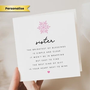Personalised Sister Christmas Card Xmas Card For Sister Mother Mum Daughter - Picture 1 of 2