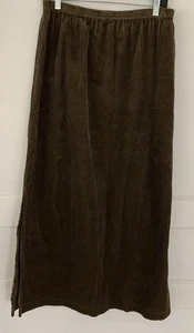 Rafaella Women’s Size L Corduroy Maxi Skirt Olive Side Slits - Picture 1 of 5