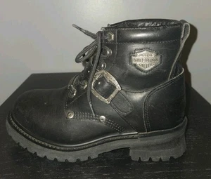 Botas de montar de motociclista de cuero negras Harley Davidson para mujer Leer estado 6,5 usadas - Imagen 1 de 9