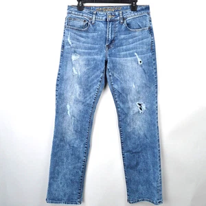 American Eagle Jeans Mens 31x30* Blue Original Straight Extreme Flex Distressed - Picture 1 of 11