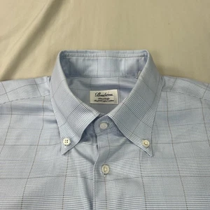 Stenstroms camicia elegante uomo 17 43 blu sottile pied de poule check manica lunga usata in ottime condizioni - Foto 1 di 19