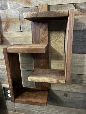 Estante rústico hecho a mano de nogal de 3 niveles Foto 1 de 4