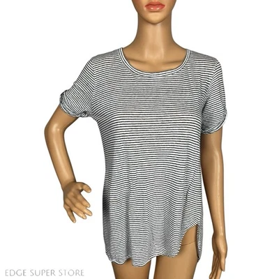 Max Mara выходные в полоску льняной коротким рукавом ассиметричный футболка верхний размер S - Изображение 1 из 4