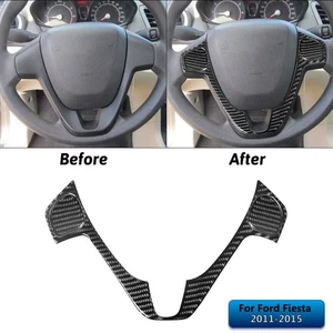 3X Steering Wheel Accent Panel Trim Cover For Ford Fiesta 2011-2015 Carbon Fiber - Picture 1 of 13