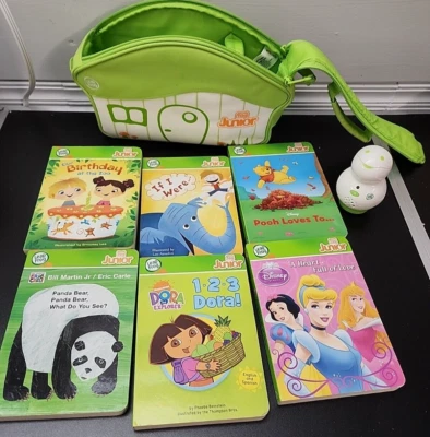 Leap Frog Tag Junior LOT - Storage Bag, 6 Books -Pooh, Dora, Princes, more - Image 1 of 4