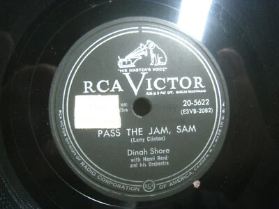 Dinah Shore Pass the Jam, Sam / I'll Hate Myself  *RCA Victor 20-5622 10" 78 rpm - Image 1 of 4