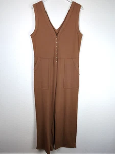 En Merci Women's Jumpsuit L Brown Wide Leg Sleeveless - Picture 1 of 10
