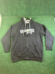 Men's Seattle Seahawks Antigua Charcoal Wordmark Victory Full-Zip Hoodie 2XL - Picture 1 of 6
