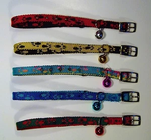 Paw Print Cat Collar with Elastic Insert & Bell - 10mm x 30cm - Picture 1 of 2
