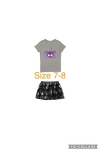 Camiseta y falda estampada de tela de araña Way to Celebrate Girls talla 7-8 nueva con etiquetas - Imagen 1 de 7