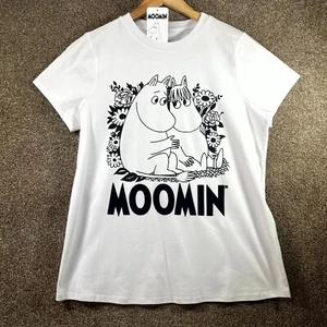 Moomin T-Shirt Unisex 12 White Graphic Print Short Sleeve Crew Neck Pullover - Picture 1 of 8