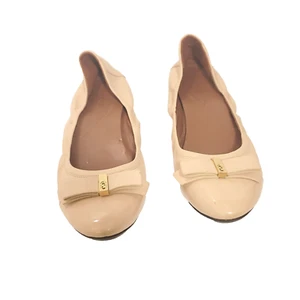 COLE HAAN Elise II Nude Leather Bow Ballet Ballerina Comfort Flats $160 Size 9 B - Picture 1 of 6