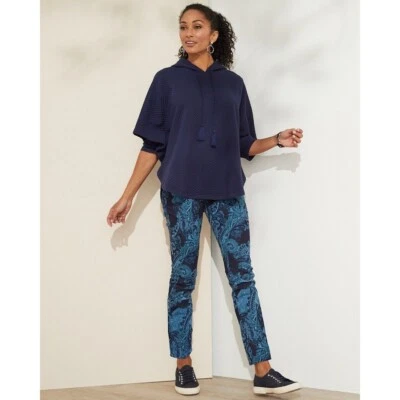 Chico's Women's Quilted Hooded Poncho Blue Size S/M - Image 1 of 4