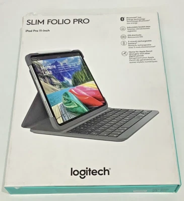 罗技 Slim Folio Pro 键盘/保护套 外壳 适合 Apple iPad Pro - 黑色 — 第 1/4 张图片