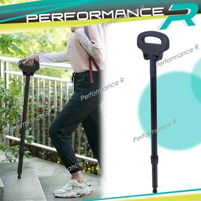 Schwarz Leicht Gehstock mit Sitz Faltbar Bergstock Wanderstock für Bergsteigen - Bild 1 von 4